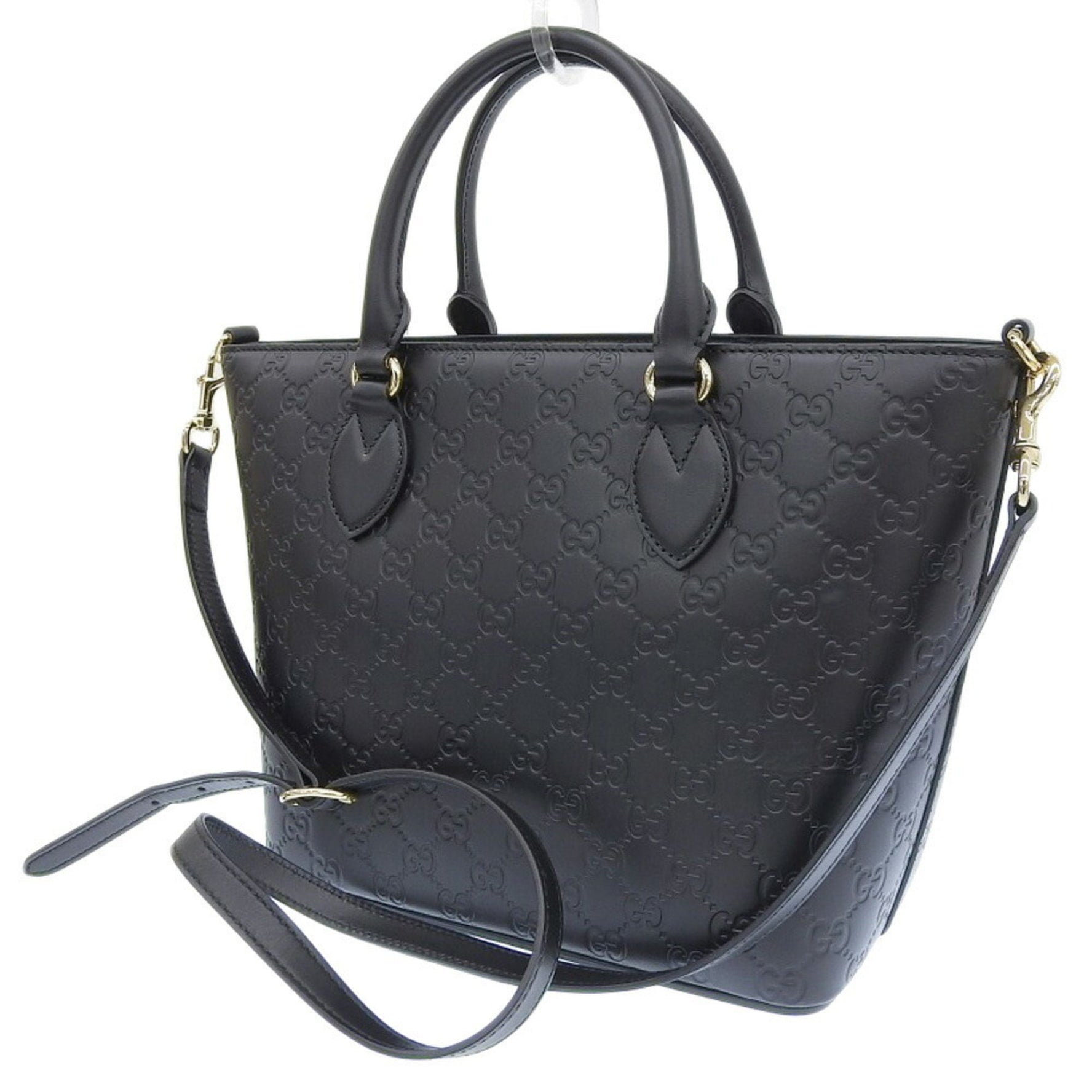 GUCCI Guccissima Bag Handbag Shoulder Leather Black