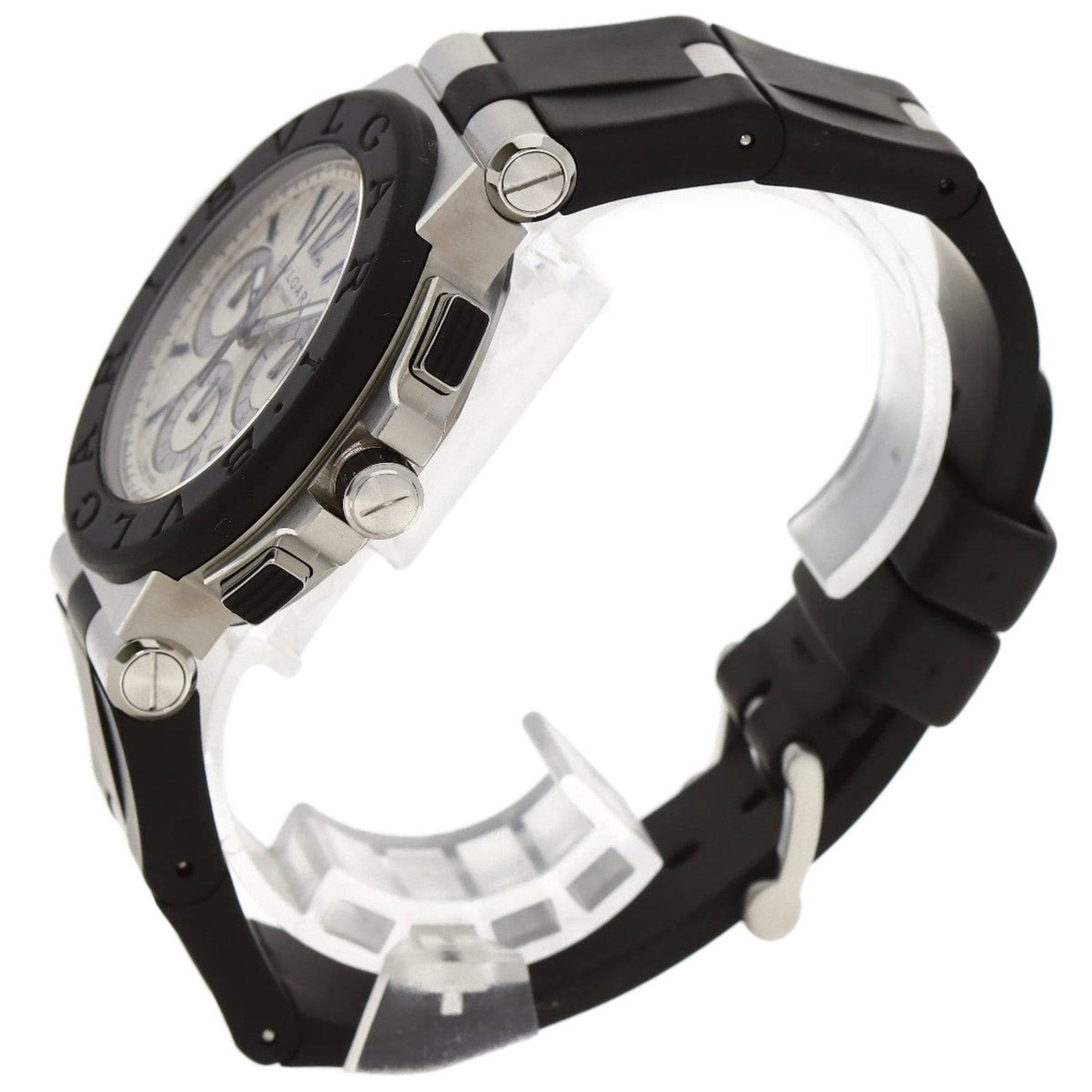 Bvlgari Diagono Chronograph Watch in Stainless Steel and Rubber
