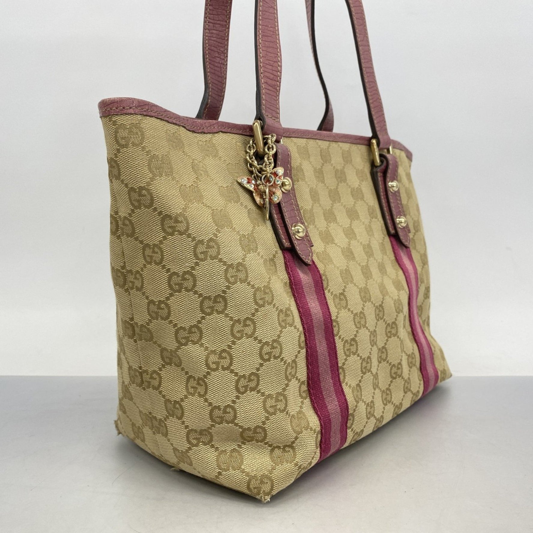 Gucci Tote Bag GG Canvas Beige Pink