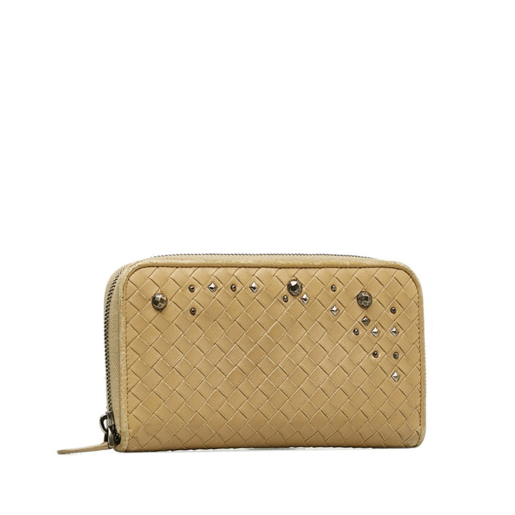 Bottega Veneta Studded Intrecciato Round Long Wallet Leather BOTTEGAVENETA