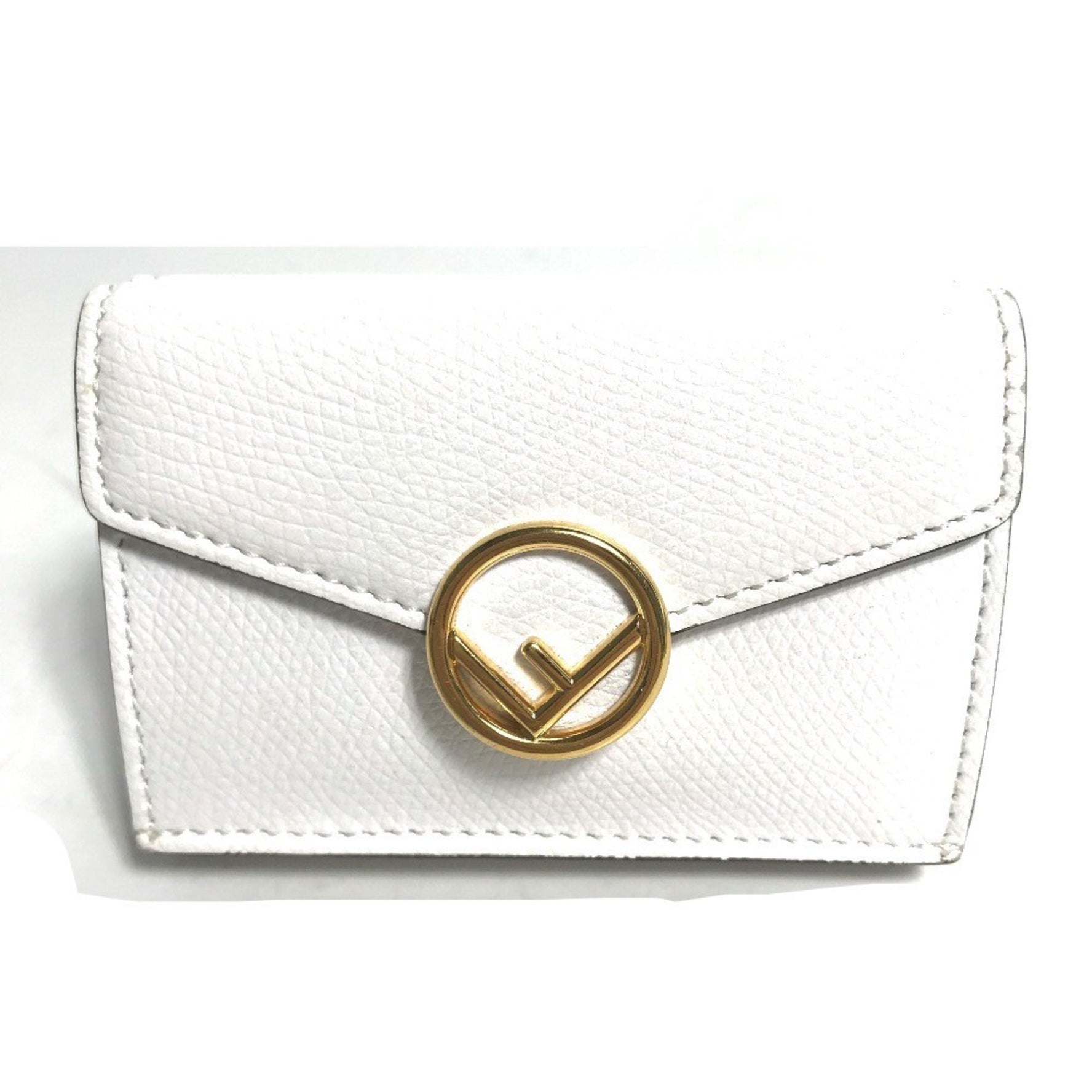 FENDI Logo Mini Compact Wallet Tri-fold Leather