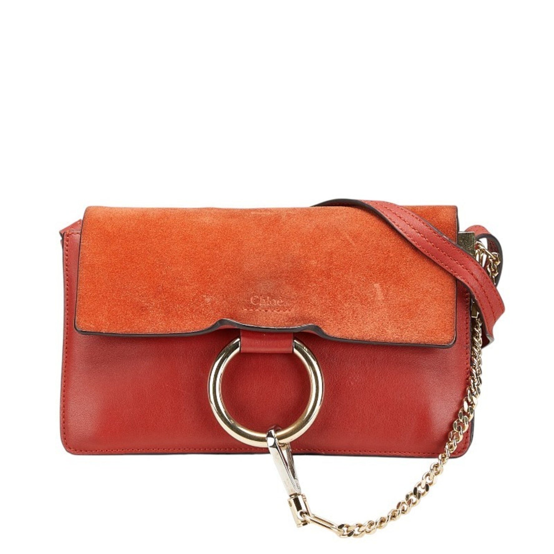 Chloé Chloe Faye Small Crossbody Shoulder Bag in Red Suede and Leather.