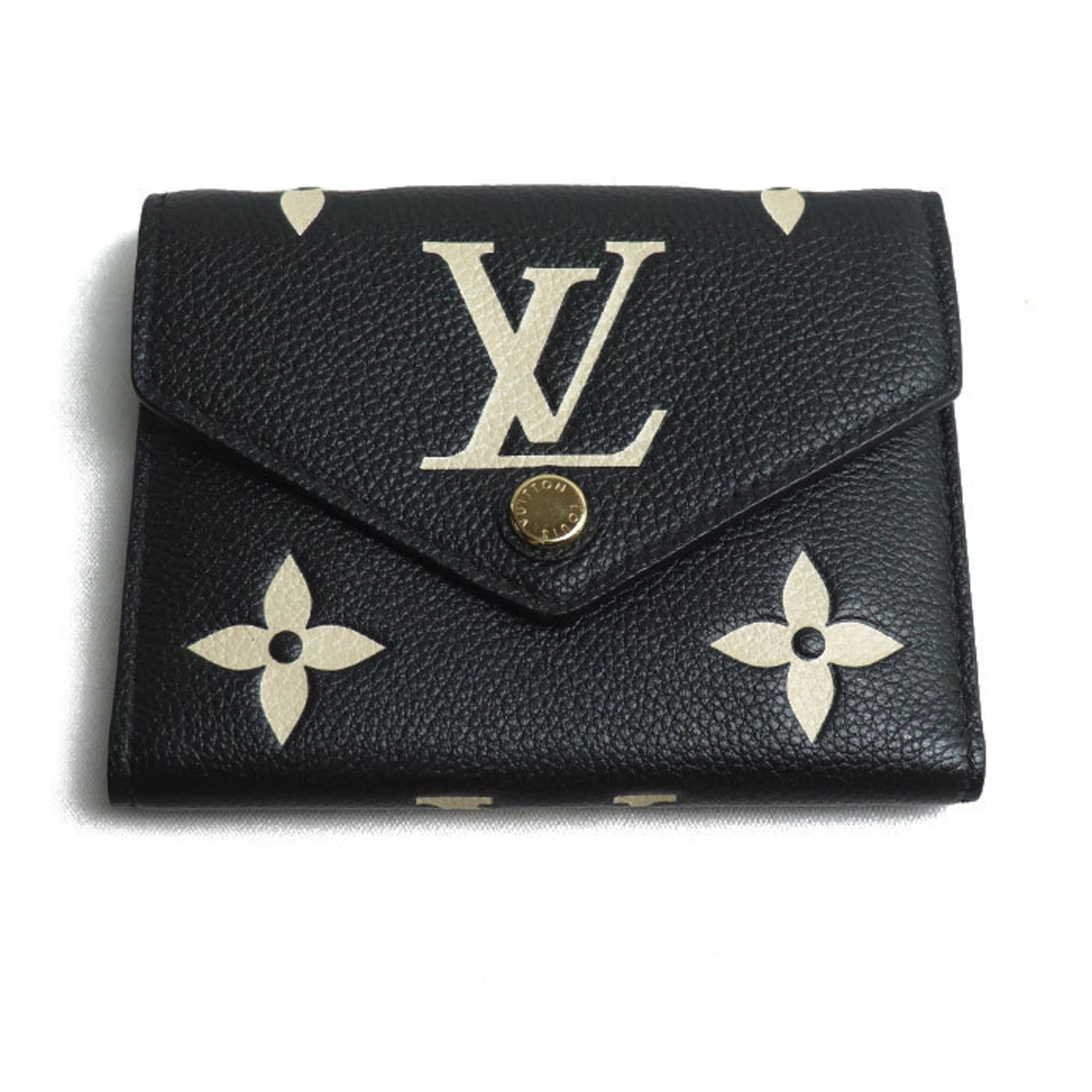 Louis Vuitton Portefeuille Victorine Tri-fold Compact Wallet, Monogram, Two-tone, Empreinte, Black/Beige