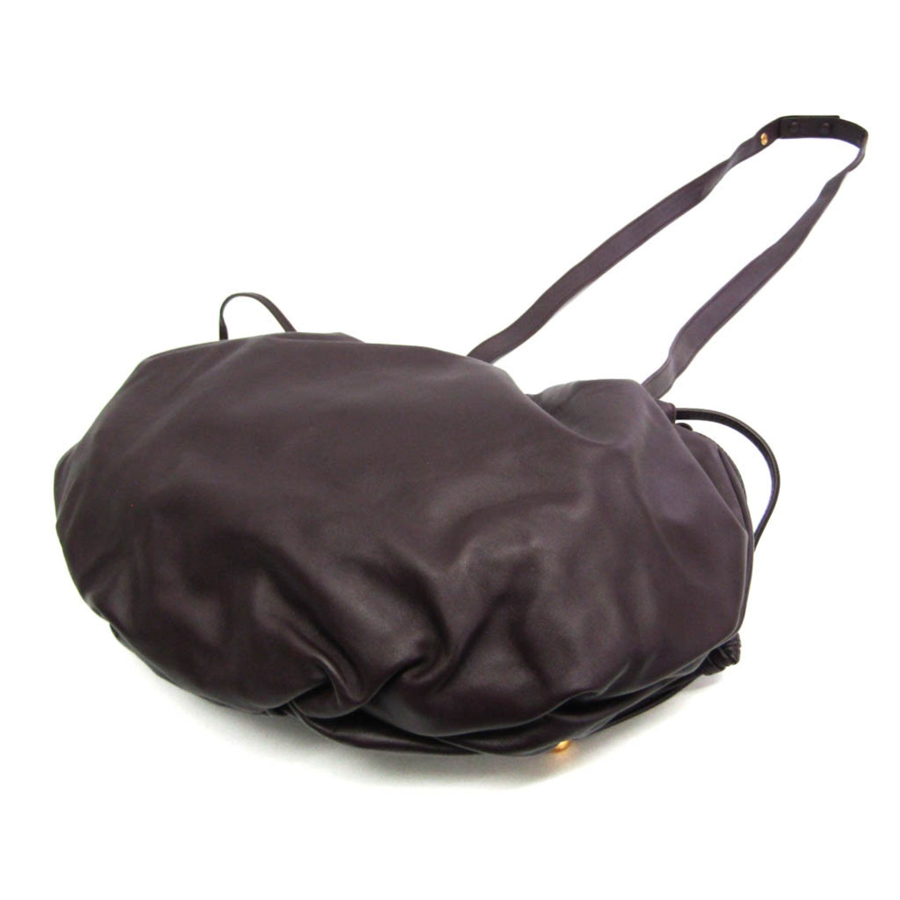 Bottega Veneta Leather Shoulder Bag Purple Brown