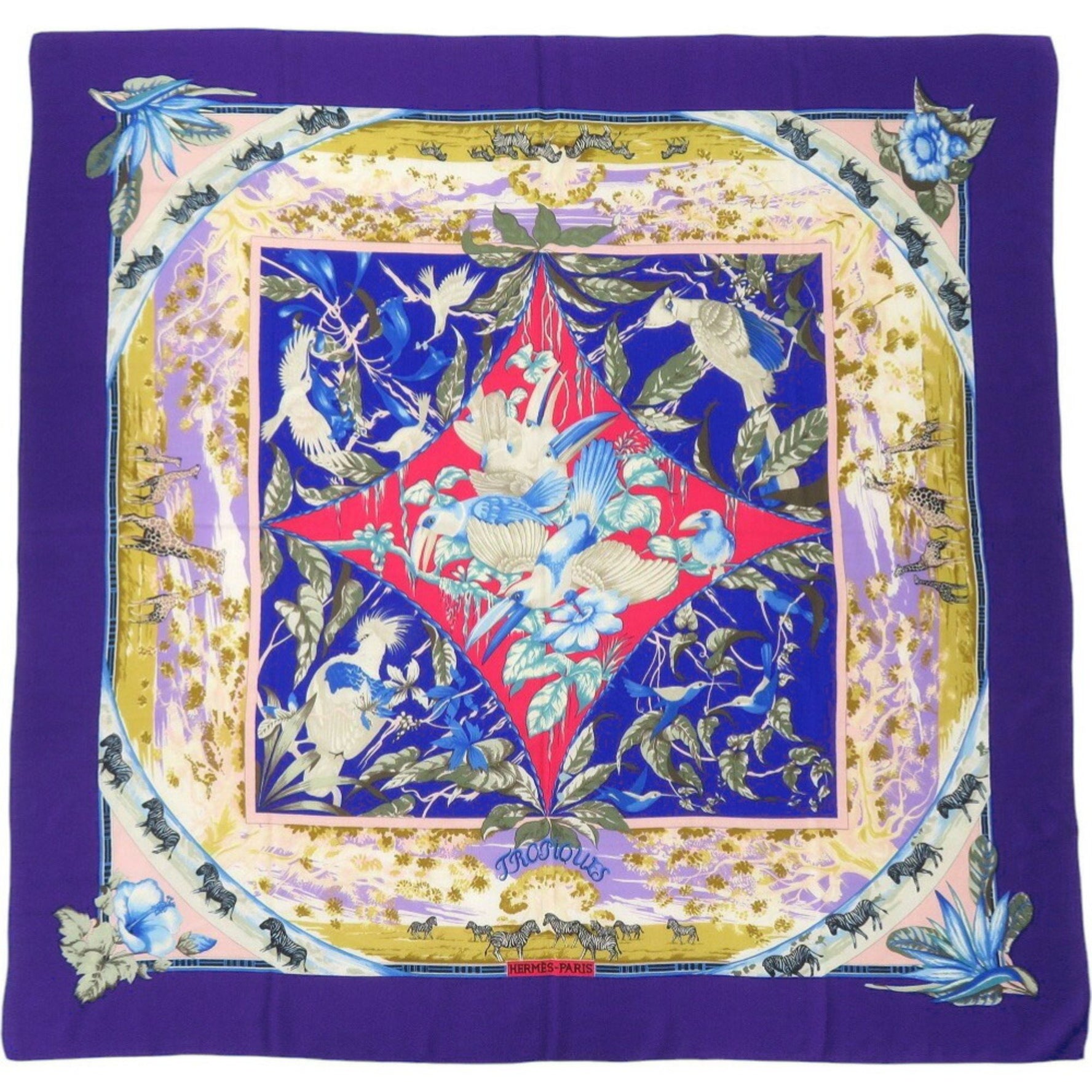 Hermès Carré 140 Tropic Cashmere and Silk Multicolor Scarf Muffler