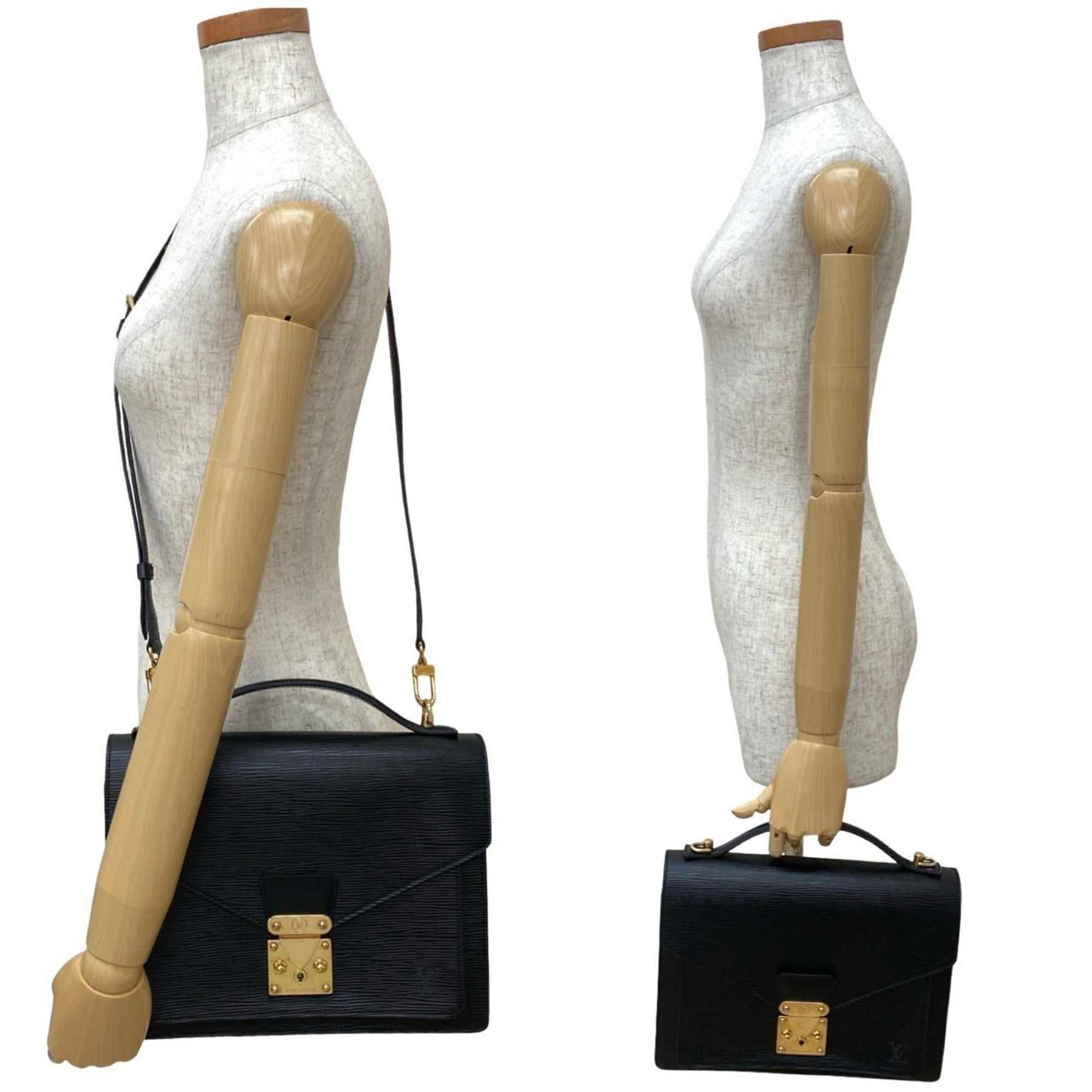 Louis Vuitton Vintage Monceau Epi Leather Handbag/Shoulder Bag, Noir 460-9