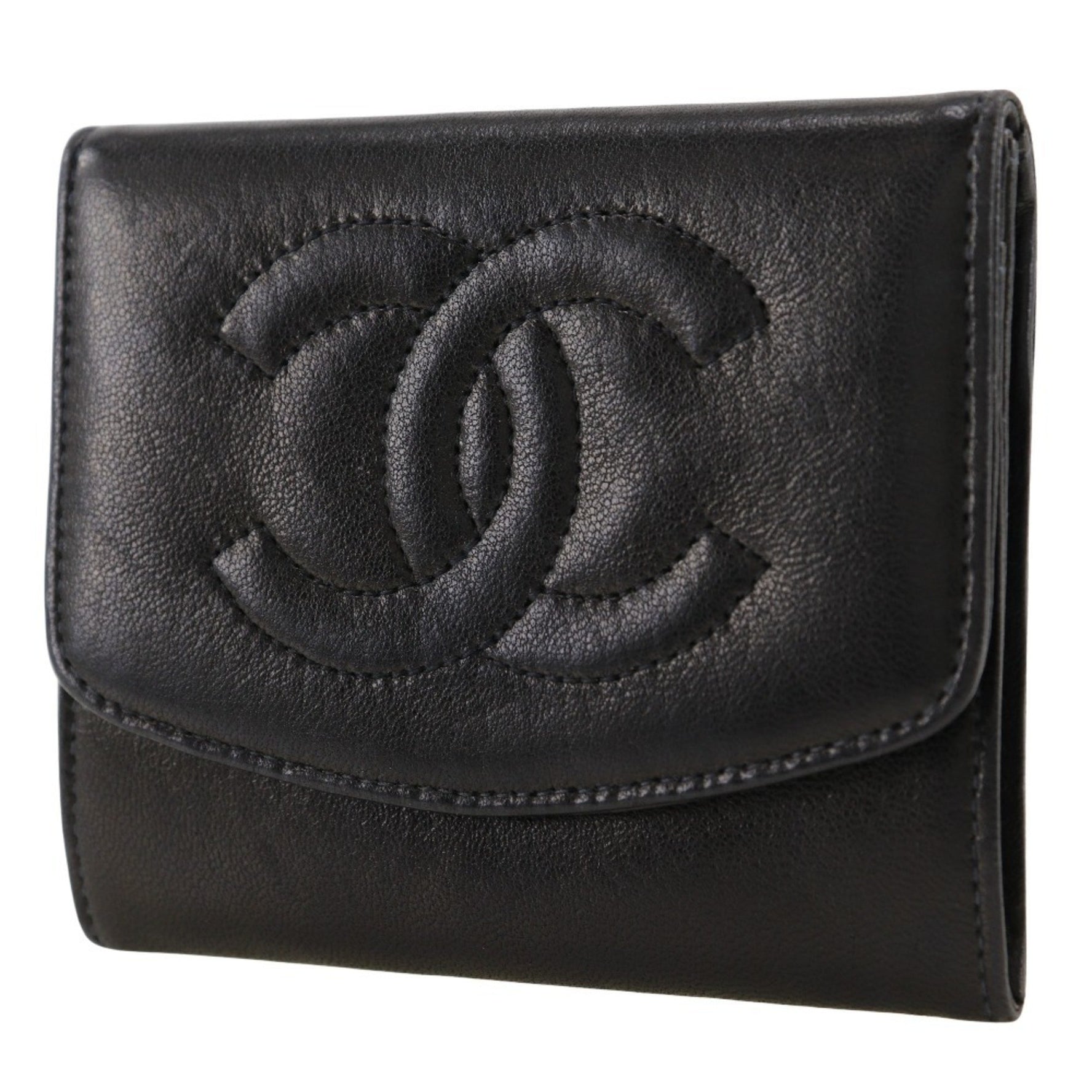 CHANEL COCO Mark coin case, lambskin, 1993, black, snap button, Mark, women's