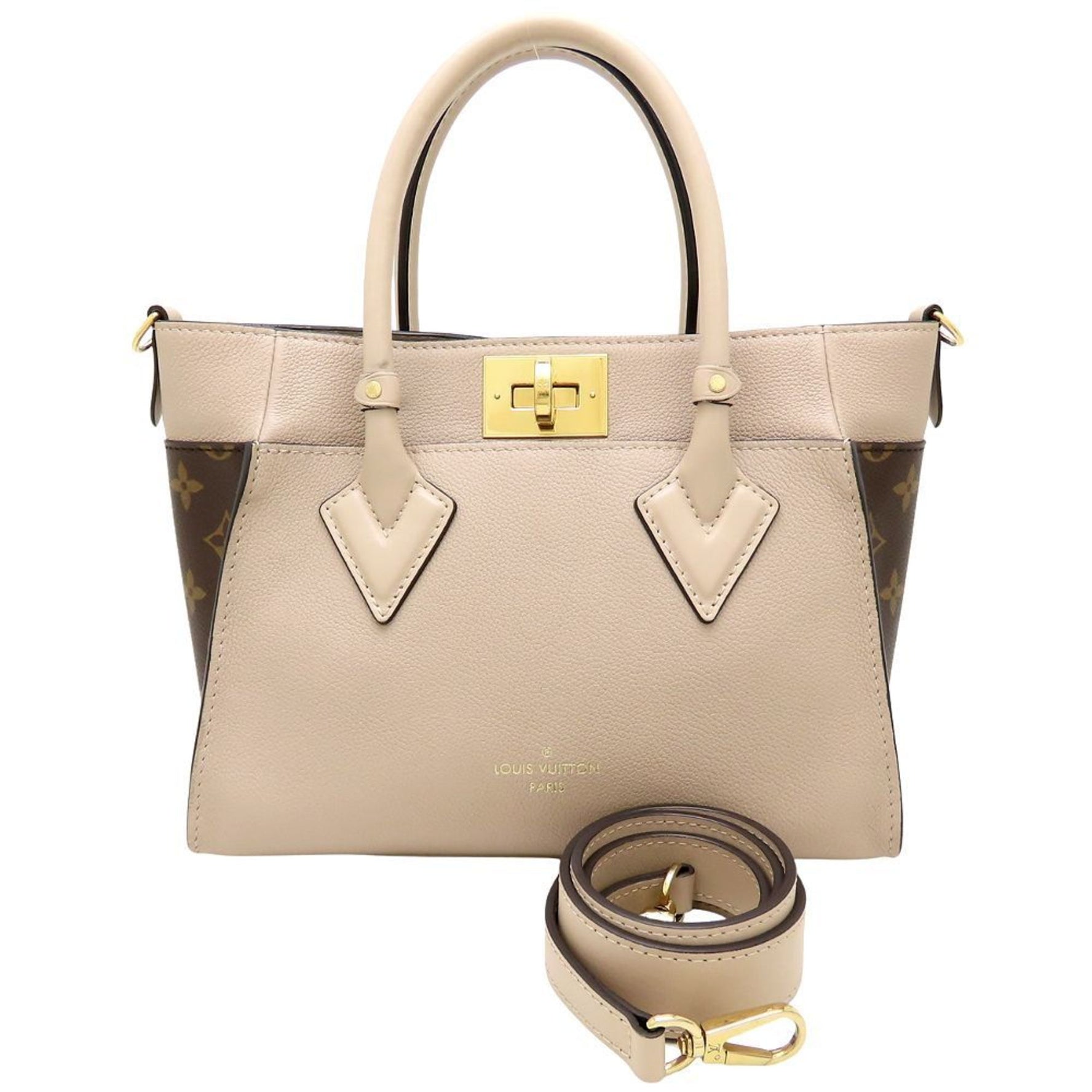 Louis Vuitton Monogram On My Side PM Handbag Greige Brown