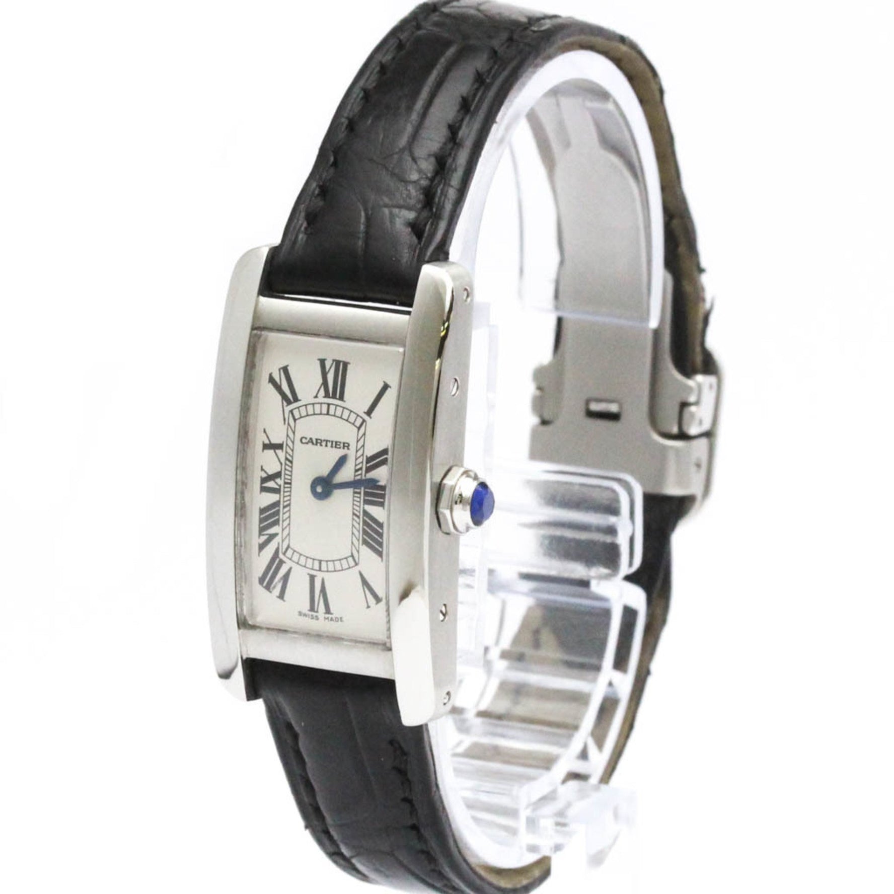 CARTIER Tank Americaine SM Steel Leather Quartz Ladies Watch