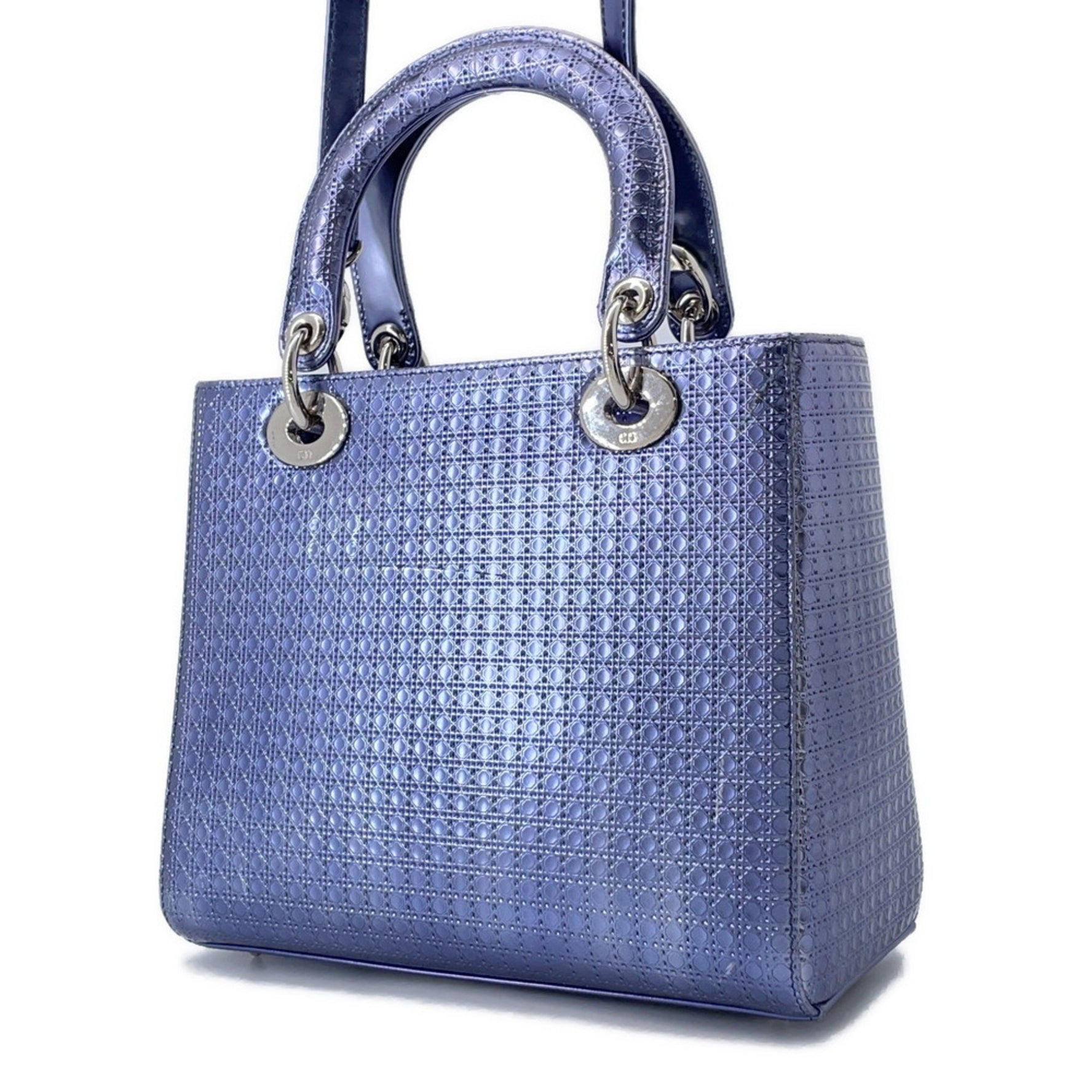 Christian Dior Lady Micro Cannage Medium Metallic Handbag with 2-way Shoulder Bag