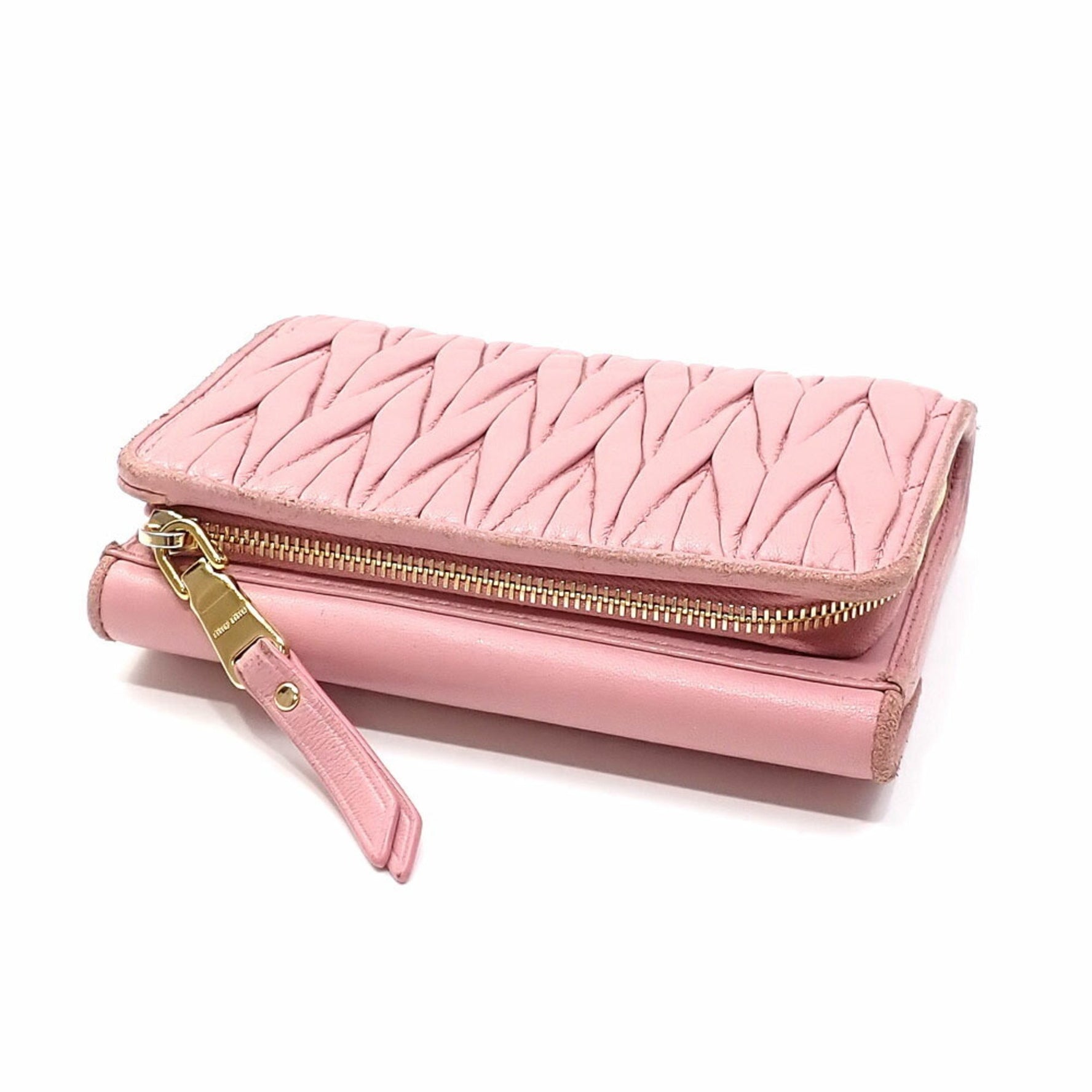 Miu Miu Miu Bi-fold Wallet Nappa Leather Matelasse