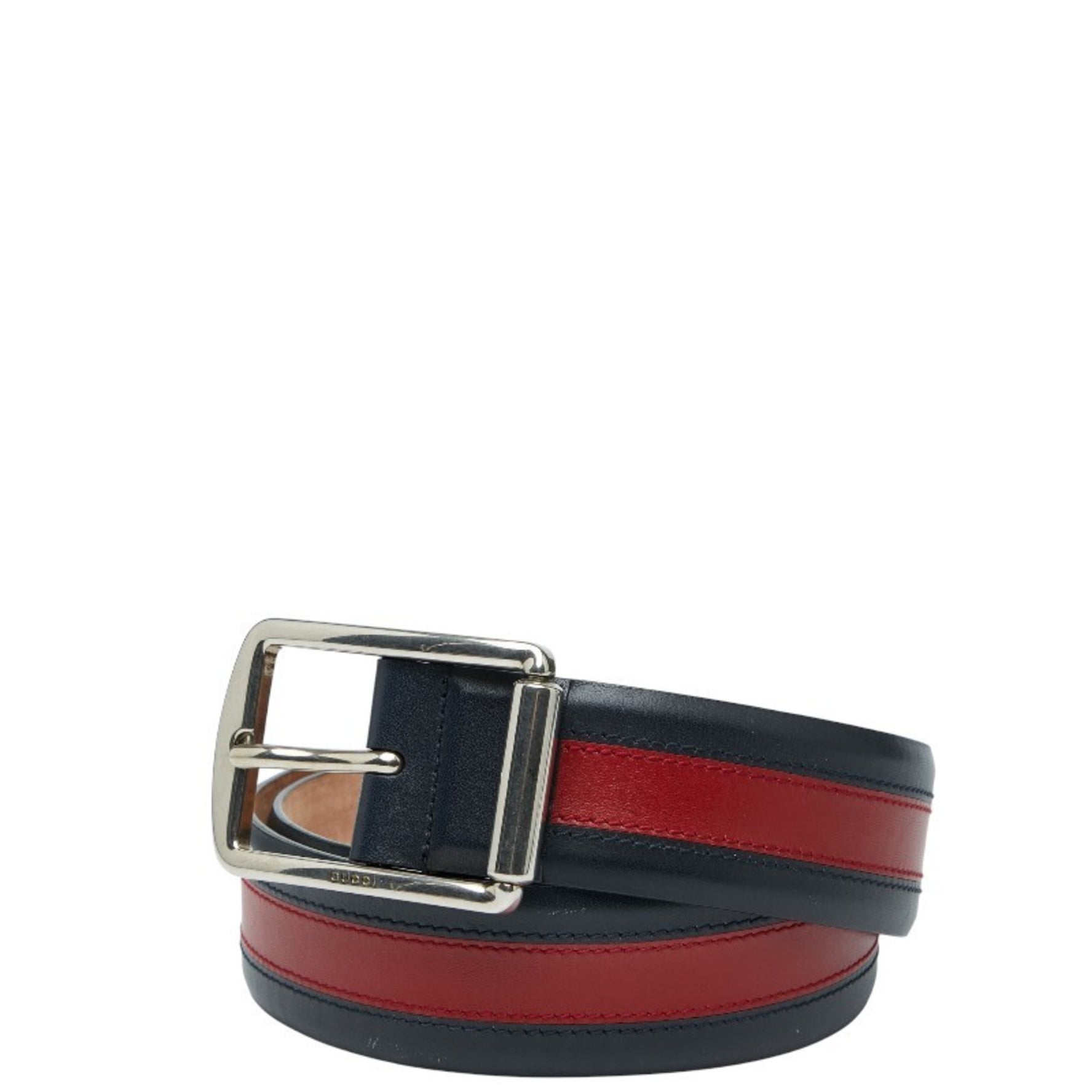 Gucci Sherry Line Belt, Size: 90 (36), Navy/Red Leather
