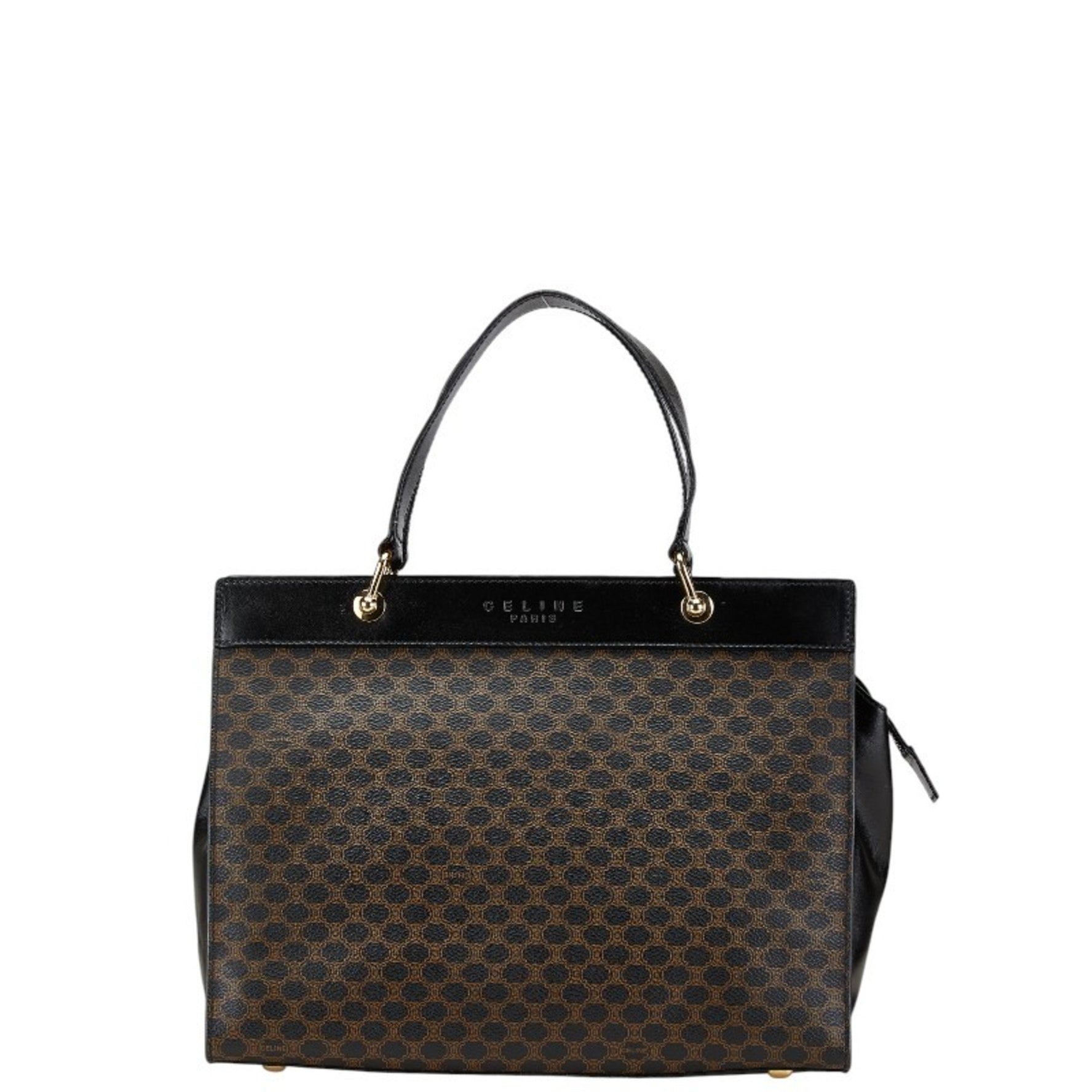 Celine Macadam handbag in black and brown leather .