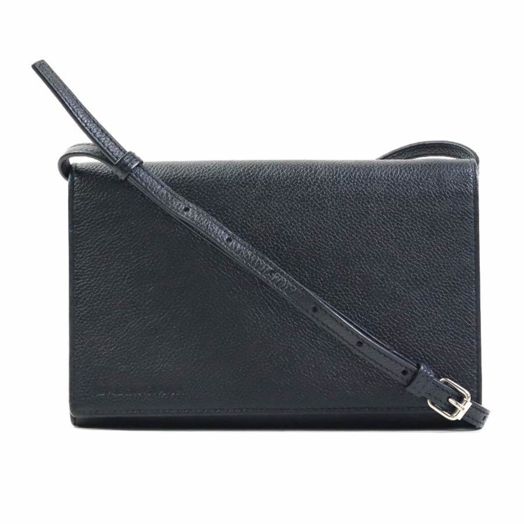Balenciaga BALENCIAGA Shoulder Bag Pouch Leather Black Women's h31332a