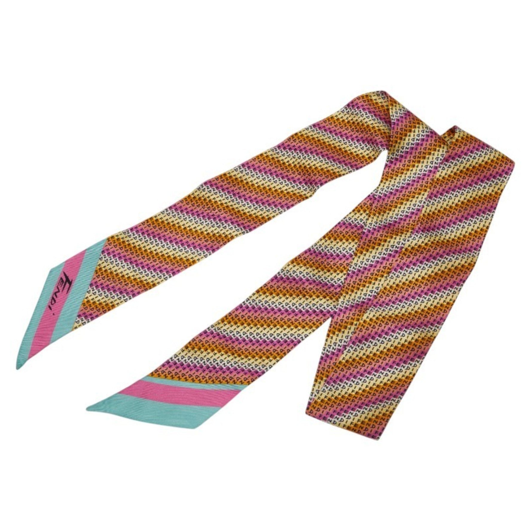 FENDI Rappy Bandeau Reversible Scarf AJWK Multicolor Silk