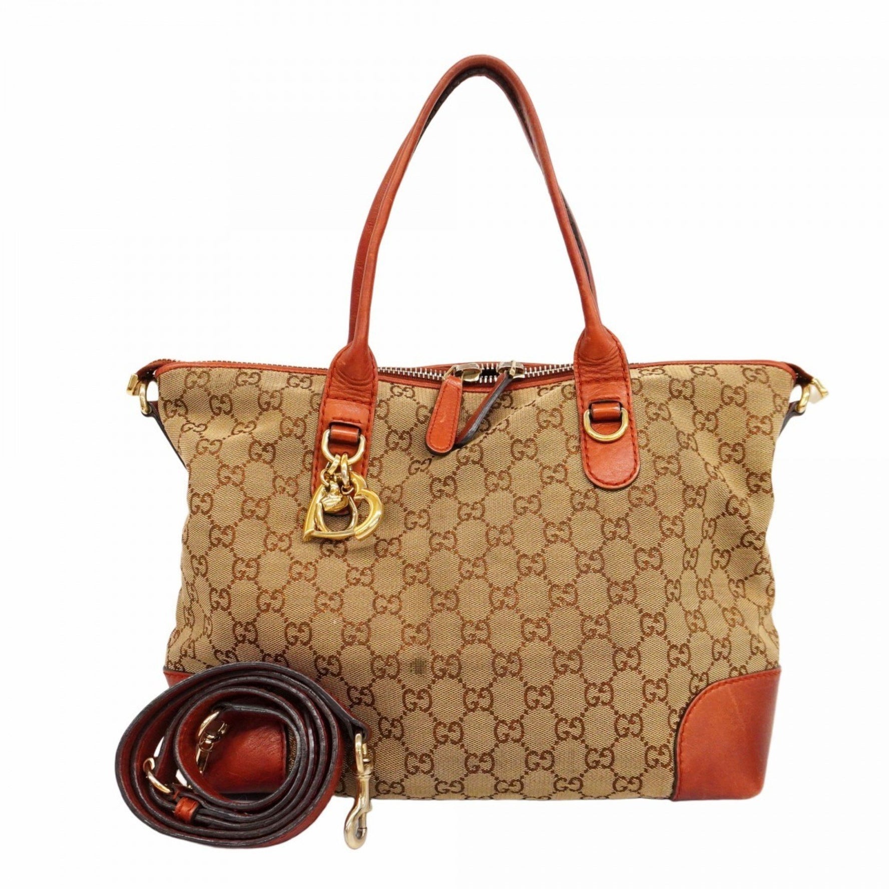 Gucci Tote Bag GG Canvas Beige Orange Women's P1135957