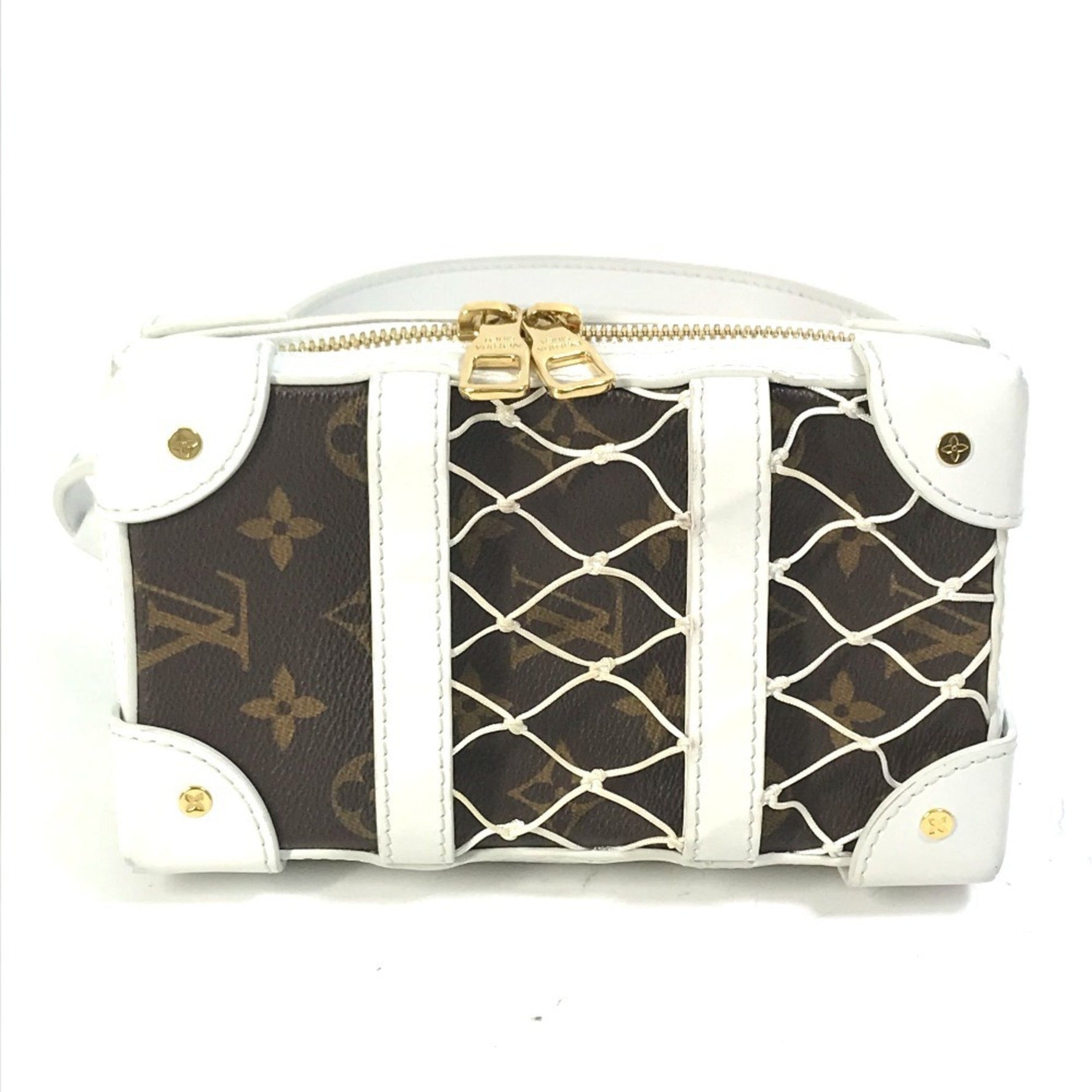 LOUIS VUITTON M80102 LV x NBA Soft Trunk Phone Box Pochette Shoulder Bag in Leather/Monogram Canvas, Men's, White